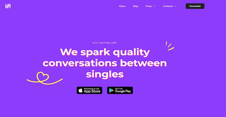 hily homepage screenshot